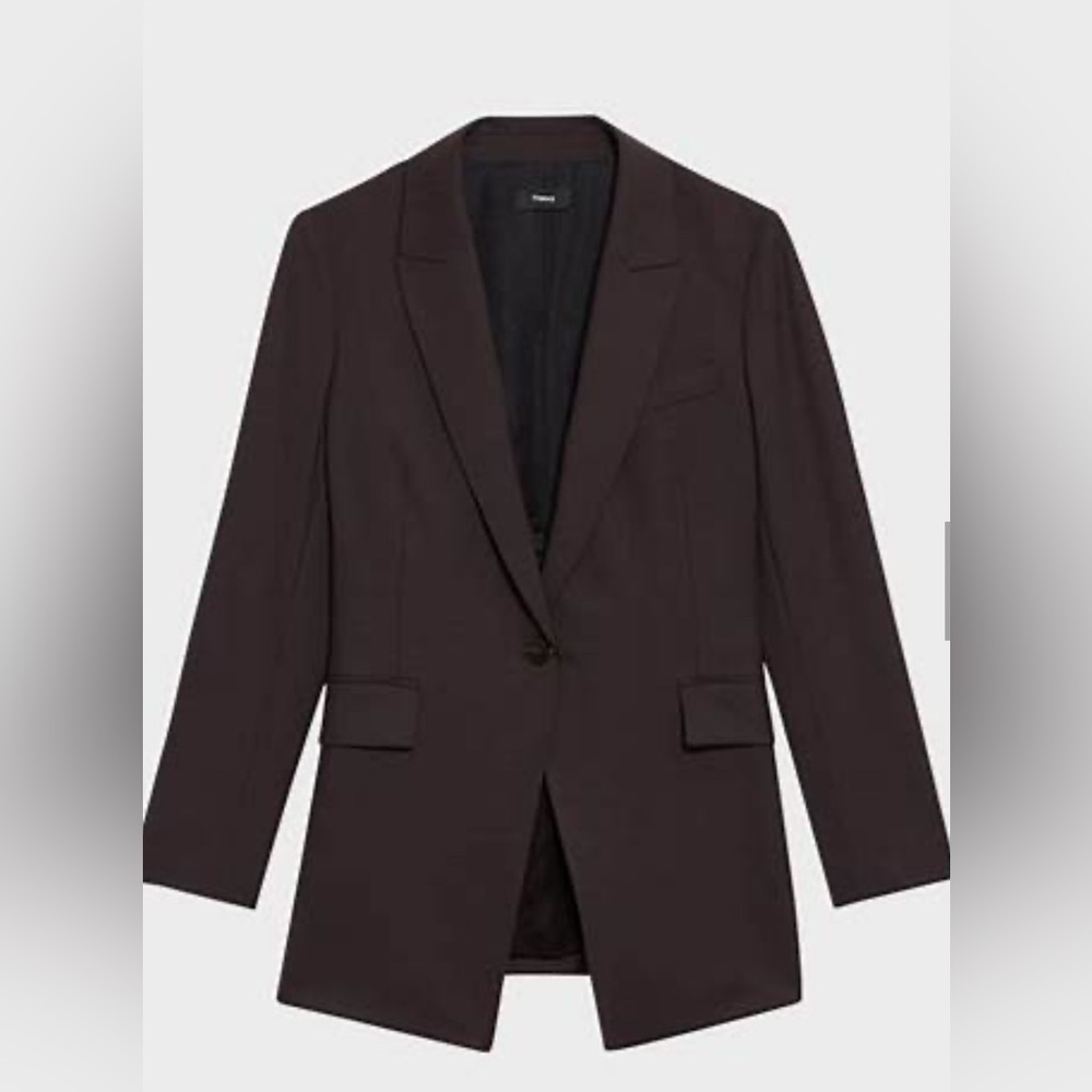 Theory Etiennette Wool Blazer - Dark Walnut (Matching pants SIZE 16 FREE)